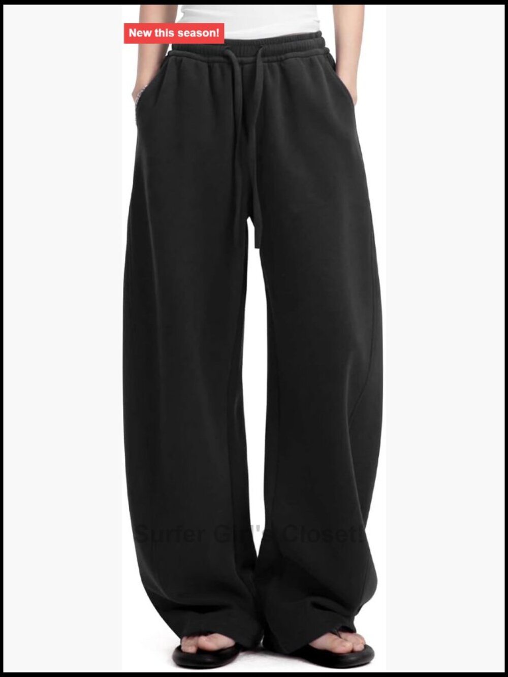 Fleece Lined Barrel Leg Sweatpants with Pockets Cotton Lounge Wide Leg Joggers